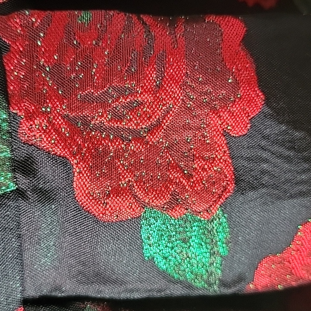 WONDER‎ NATION Black Red Rose Brocade Hi Low Hem Party Dress Faux Fur Shrug 6 - Picture 5 of 12